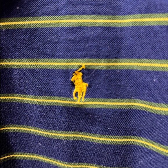 Ralph Lauren Polo Golf Navy/Yellow Striped Polo 100% Pima Cotton Shirt Large - Picture 8 of 13
